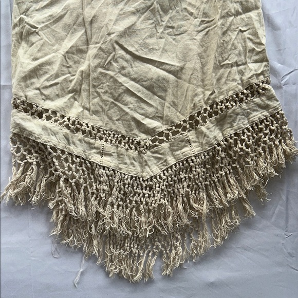 Hurley Beige Fringed Women's Mini Dress Boho Coastal Cowboy 100% Cotton - Picture 4 of 12
